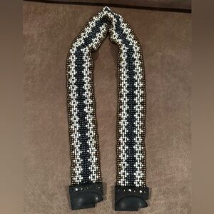 Vintage Handmade Beaded Belt with Wooden Clasp